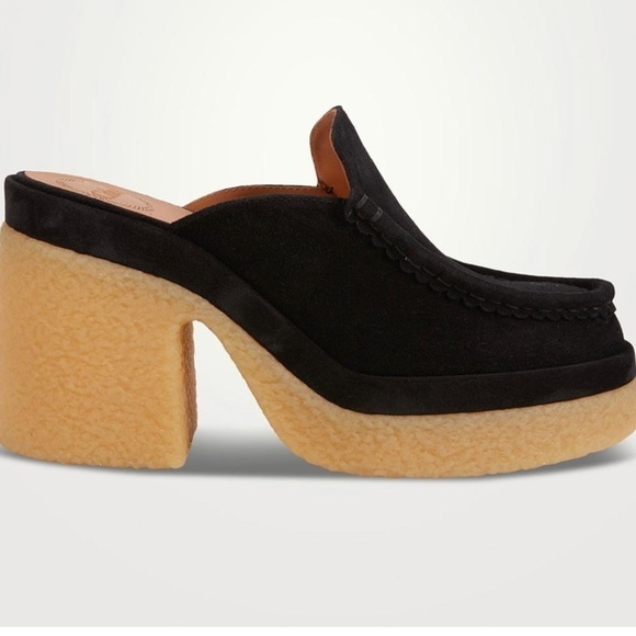 Nib Chloe Black Suede Jamie Heeled Platform Mules - Picture 1 of 16